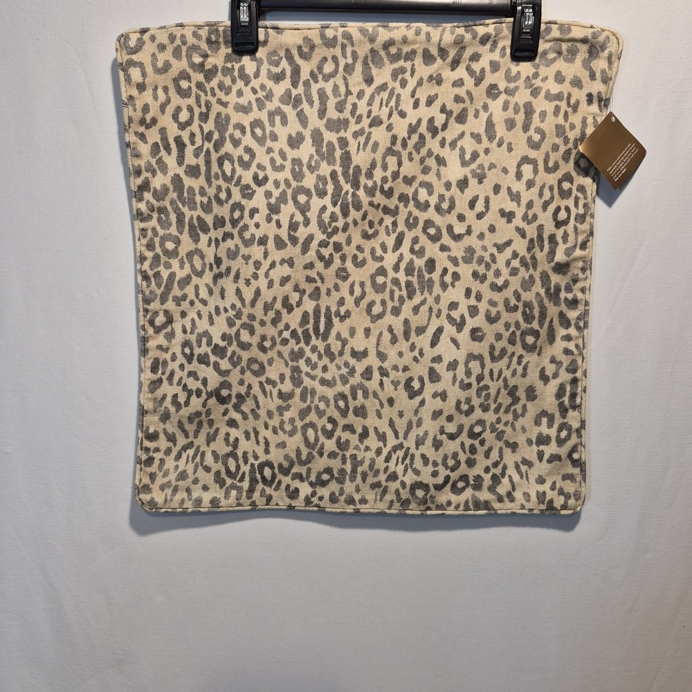 NWT Pottery Barn Cheetah Print Crewel Pillow Cover 19x19 Safari Chic Jungle Luxe